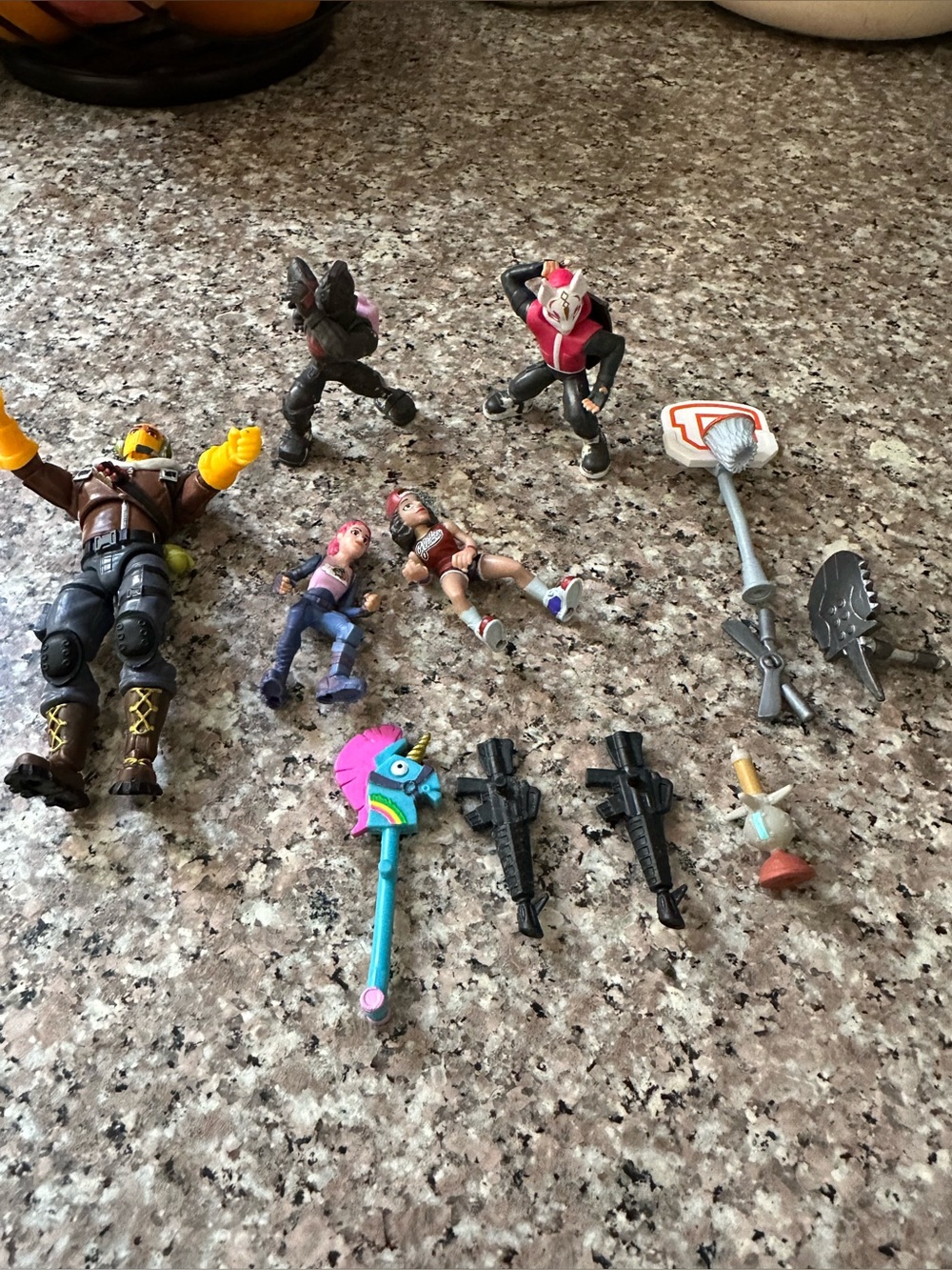 Assorted Kids Action Figures Playset with Blue and Pink Llama Pickaxe